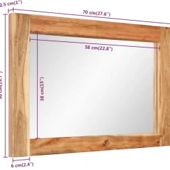 vidaXL Spiegel 70x50 cm massief acaciahout en glas