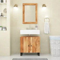 vidaXL Spiegel 70x50 cm massief acaciahout en glas