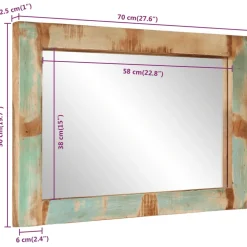 vidaXL Spiegel 70x50 cm massief gerecycled hout en glas