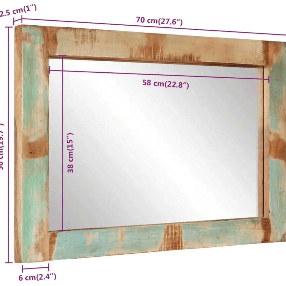 vidaXL Spiegel 70x50 cm massief gerecycled hout en glas