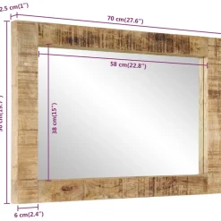 vidaXL Spiegel 70x50 cm massief mangohout en glas