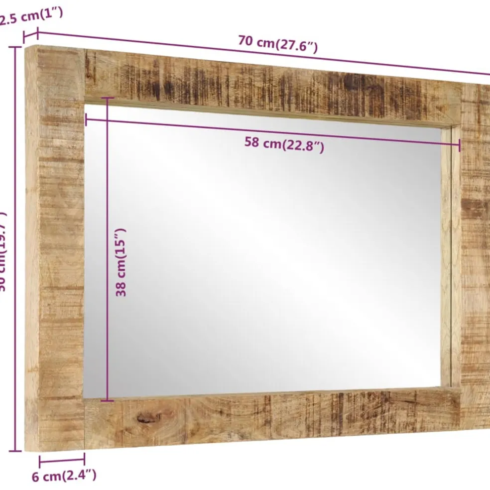 vidaXL Spiegel 70x50 cm massief mangohout en glas