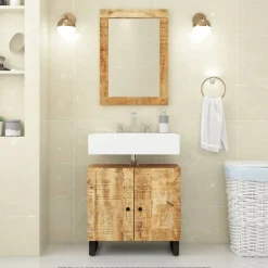 vidaXL Spiegel 70x50 cm massief mangohout en glas