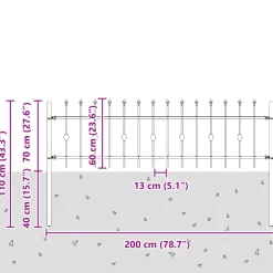 vidaXL Spike Fence ASTEN 200 x 110 cm Gepoedercoat staal Zwart