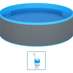 vidaXL Splasher pool met hangende skimmer en pomp 350x90 cm grijs