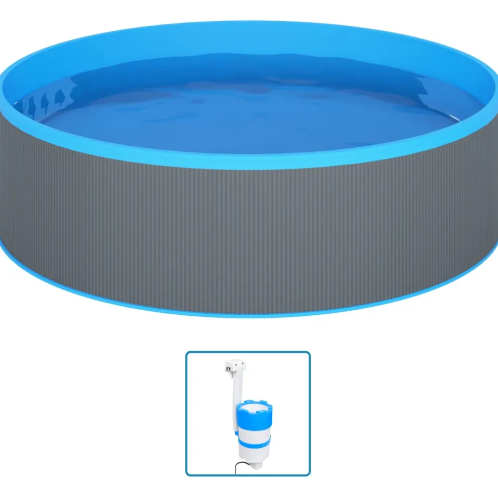 vidaXL Splasher pool met hangende skimmer en pomp 350x90 cm grijs