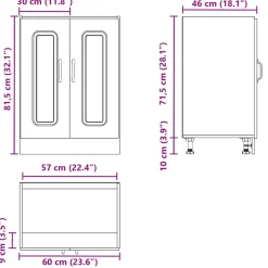 vidaXL Spoelbakonderkast Kalmar 60x46x81,5 cm bewerkt hout wit