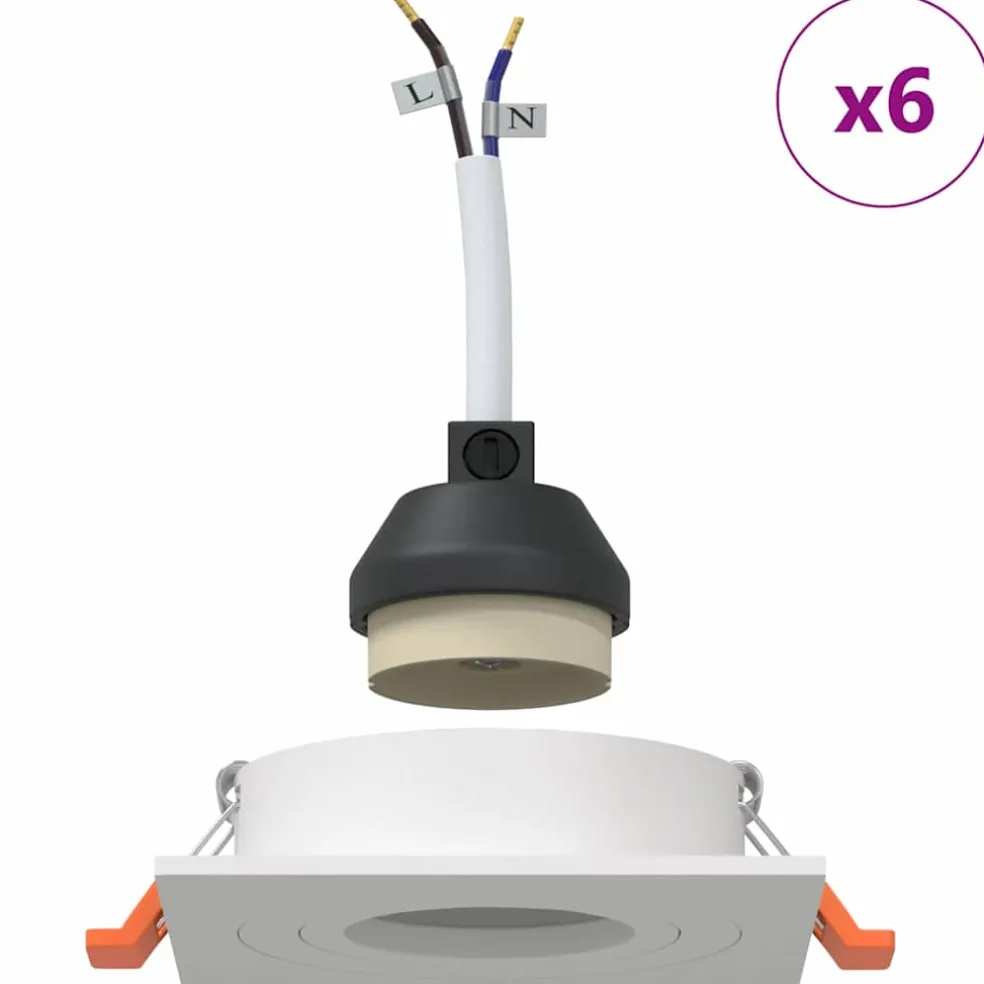 vidaXL Spotje 6 st Wit 9 x 9 x 2 cm Aluminium