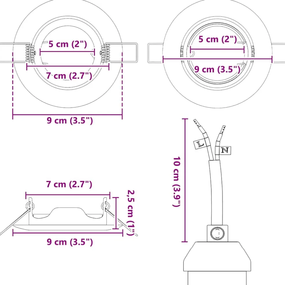 vidaXL Spotje 6 st Zilver 9 x 9 x 2.5 cm Metaal