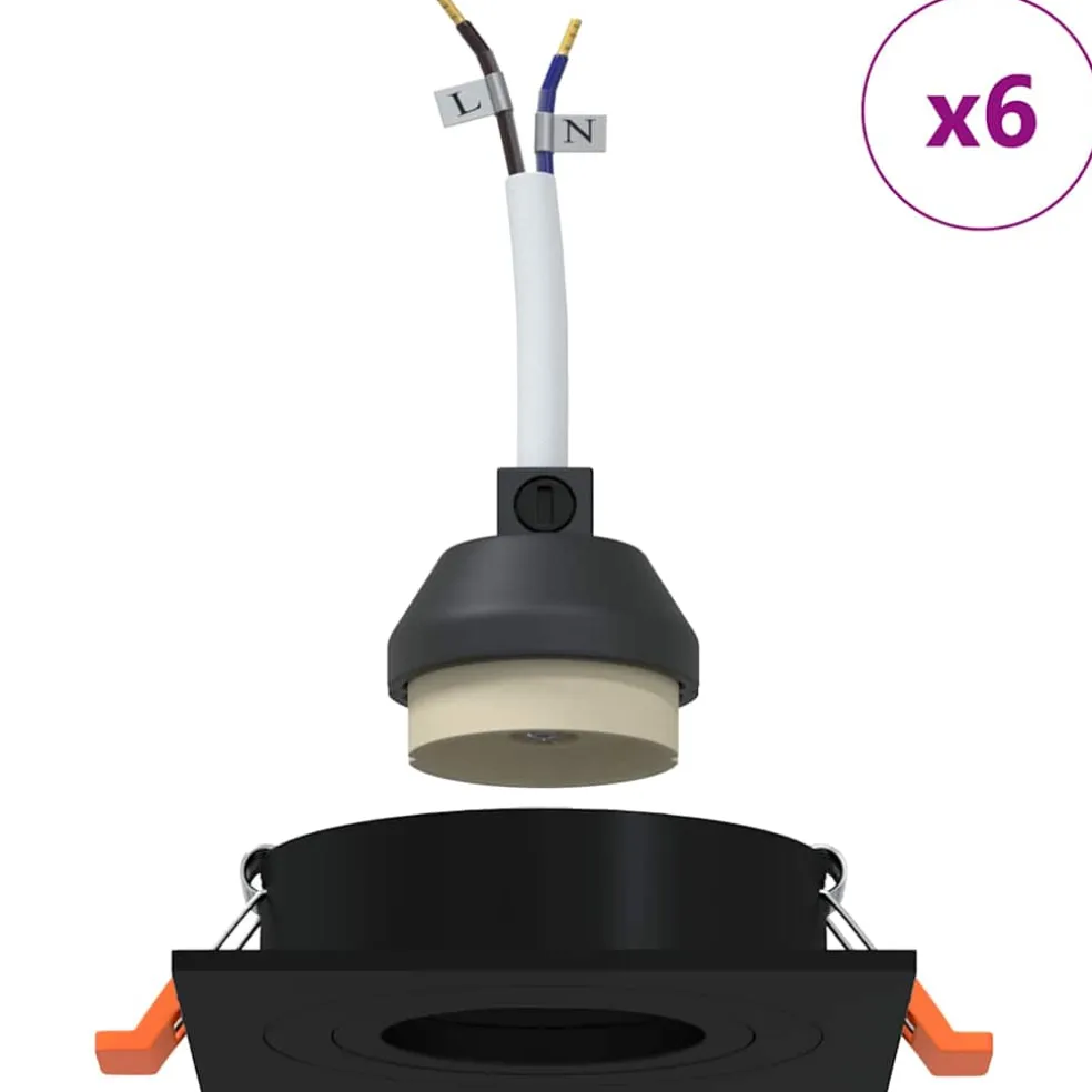 vidaXL Spotje 6 st Zwart 9 x 9 x 2 cm Aluminium