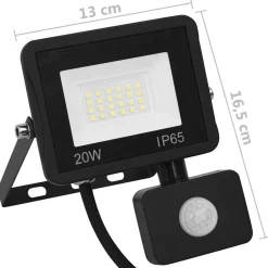 vidaXL Spotlight met sensor LED 20 W warmwit