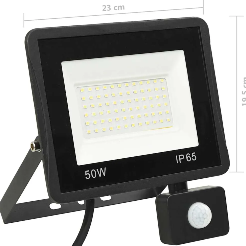 vidaXL Spotlight met sensor LED 50 W warmwit