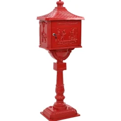 vidaXL Staande brievenbus Rood 42,5 x 29,5 x 117 cm Gegoten aluminium