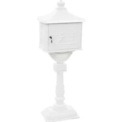 vidaXL Staande brievenbus vintage stijl roestbestendig aluminium wit
