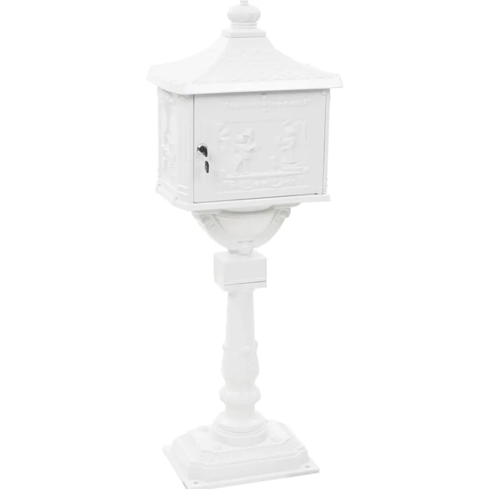 vidaXL Staande brievenbus vintage stijl roestbestendig aluminium wit