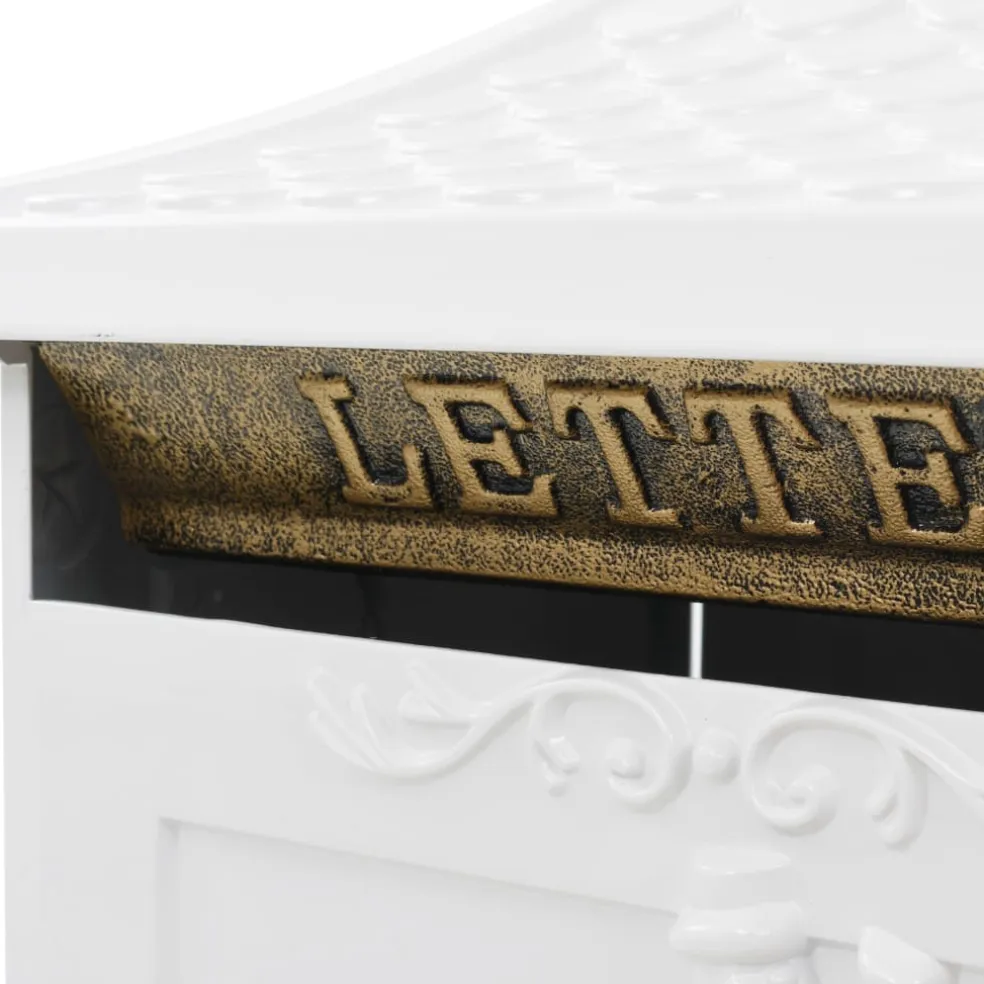 vidaXL Staande brievenbus vintage stijl roestbestendig aluminium wit