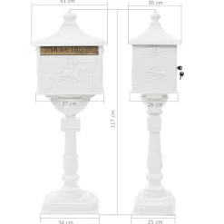 vidaXL Staande brievenbus vintage stijl roestbestendig aluminium wit