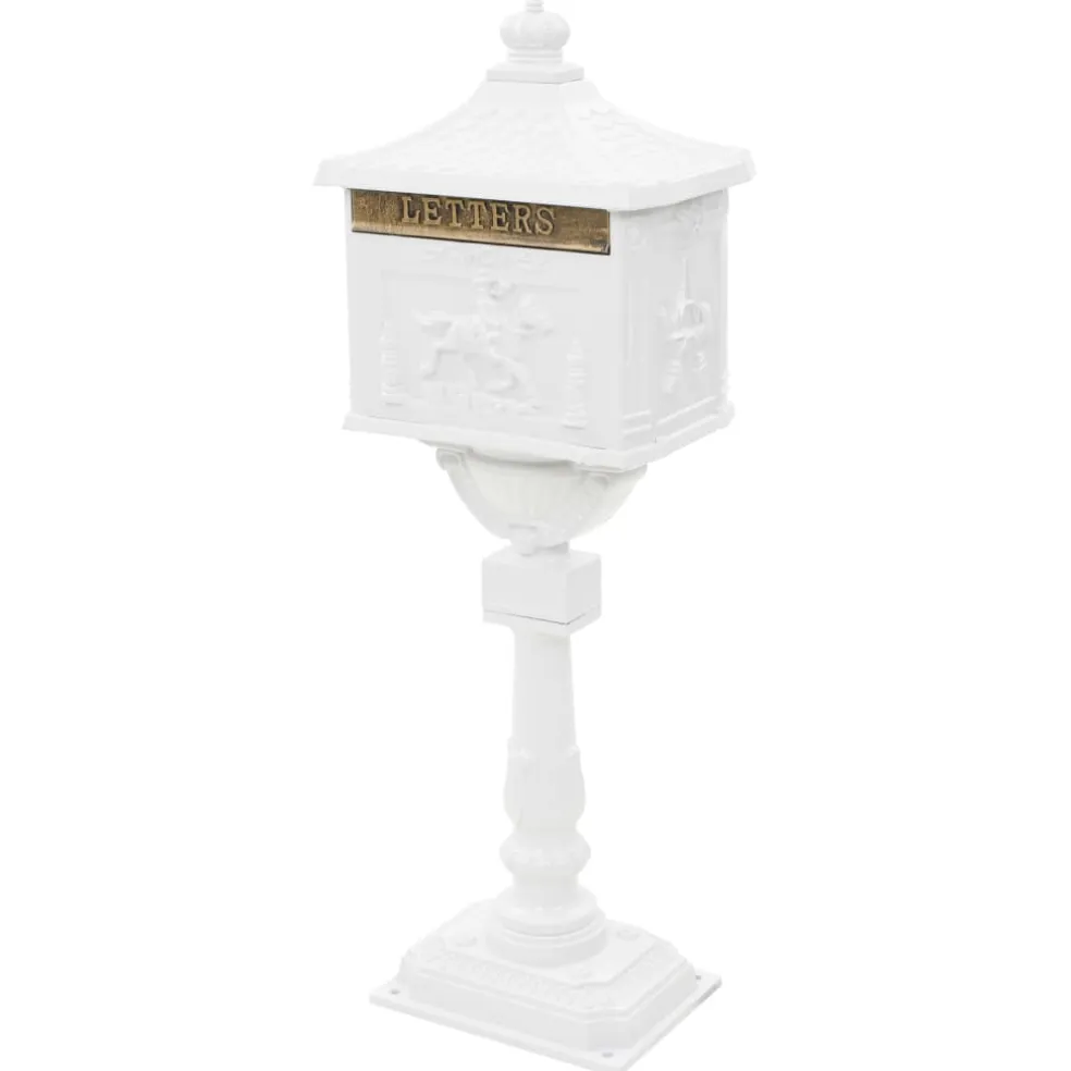 vidaXL Staande brievenbus vintage stijl roestbestendig aluminium wit