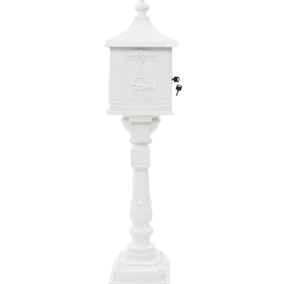 vidaXL Staande brievenbus vintage stijl roestbestendig aluminium wit