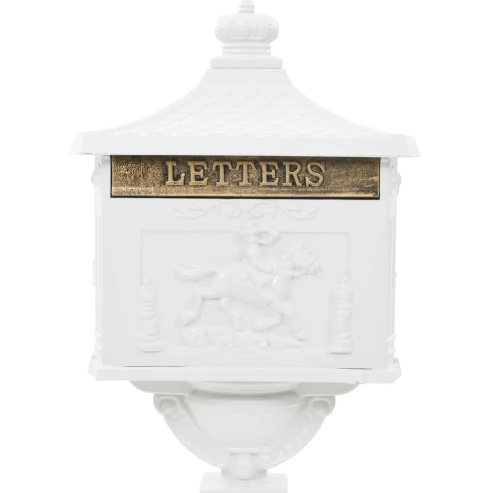 vidaXL Staande brievenbus vintage stijl roestbestendig aluminium wit