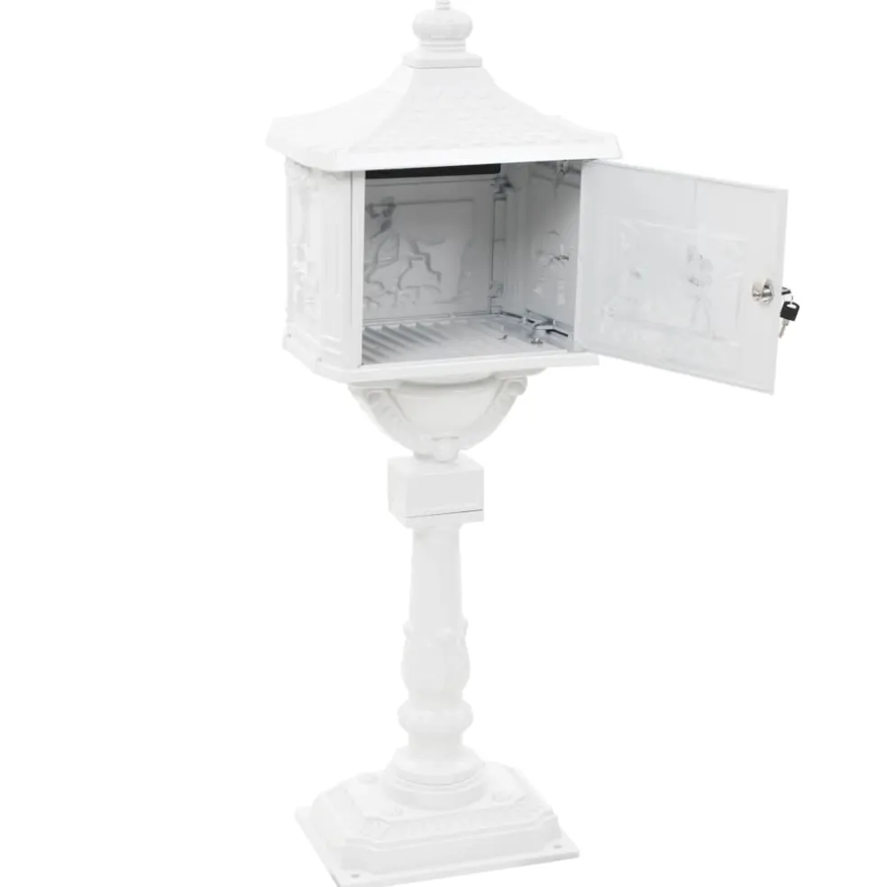 vidaXL Staande brievenbus vintage stijl roestbestendig aluminium wit
