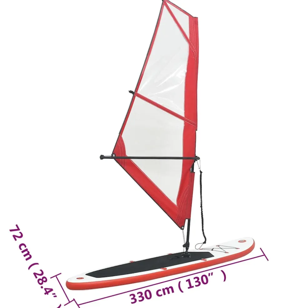 vidaXL Stand-up paddleboard opblaasbaar met zeilset rood en wit