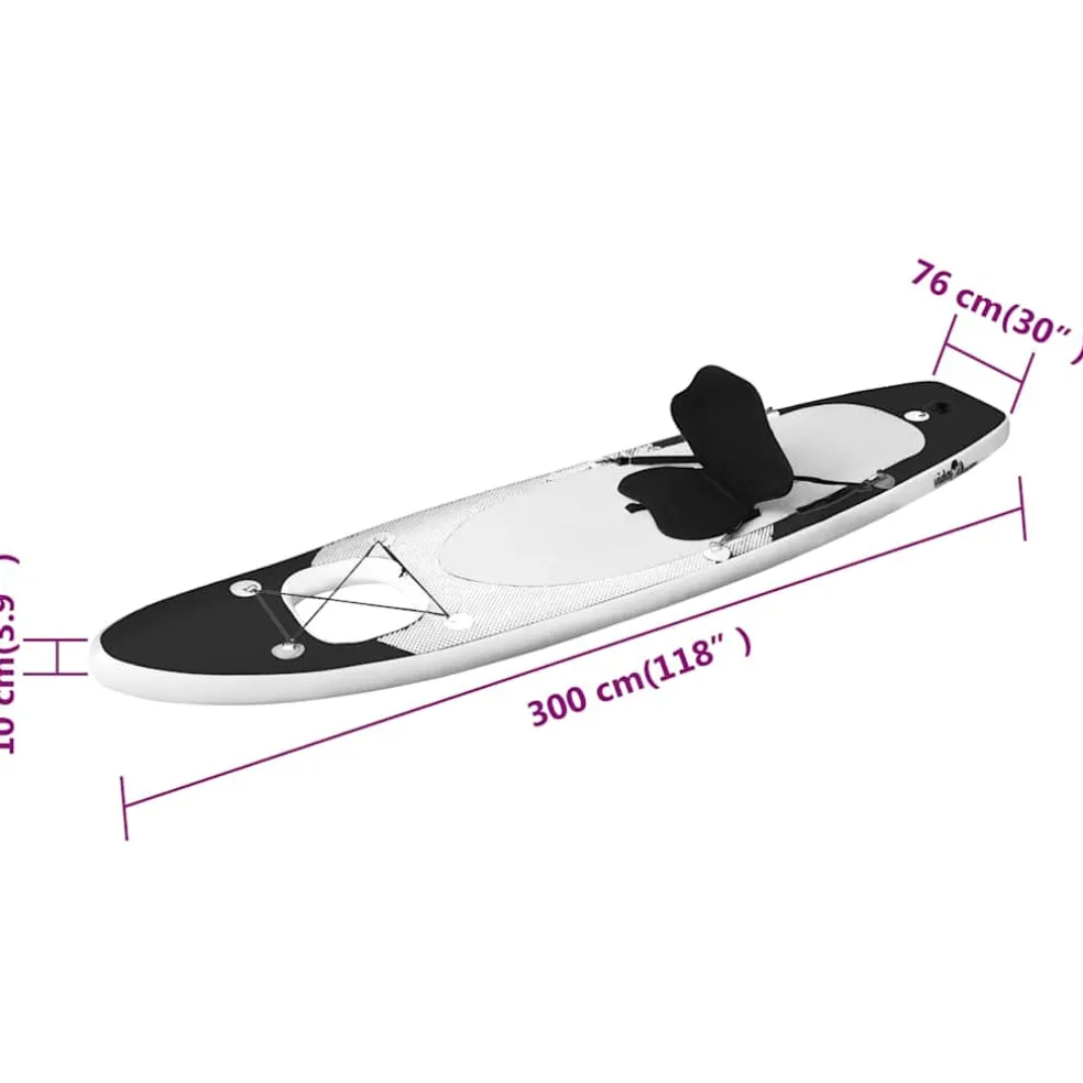 vidaXL Stand Up Paddleboardset opblaasbaar 300x76x10 cm zwart