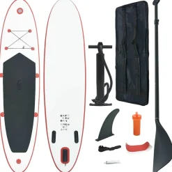 vidaXL Stand Up Paddleboardset opblaasbaar rood en wit