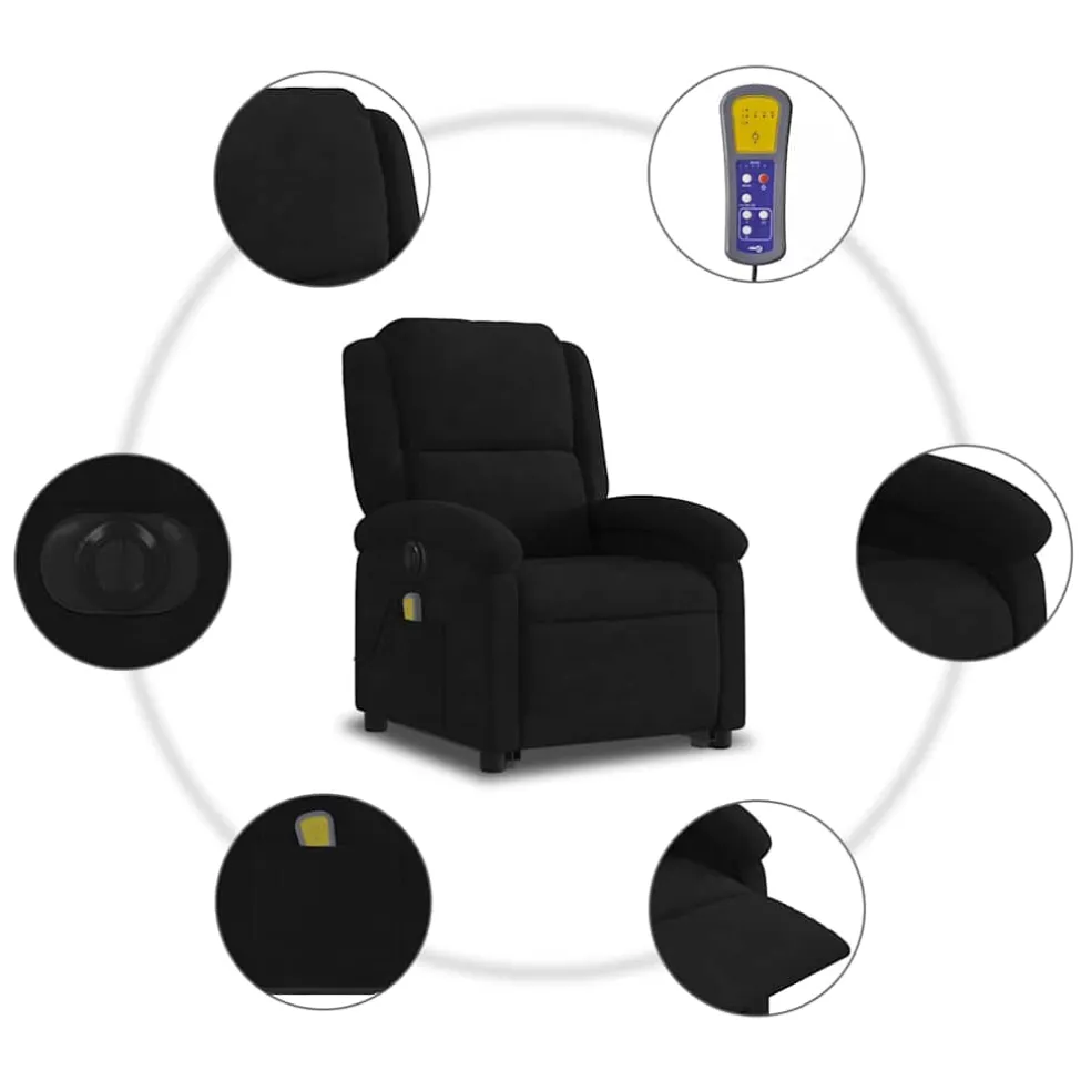 vidaXL Sta-op-massagestoel elektrisch verstelbaar fluweel zwart