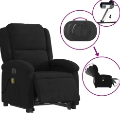 vidaXL Sta-op-massagestoel elektrisch verstelbaar fluweel zwart