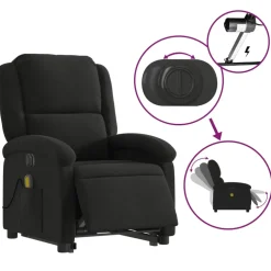 vidaXL Sta-op-massagestoel elektrisch verstelbaar stof zwart