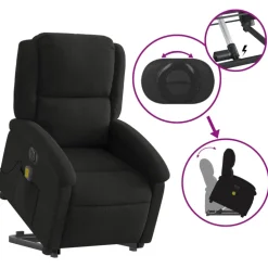 vidaXL Sta-op-massagestoel elektrisch verstelbaar stof zwart