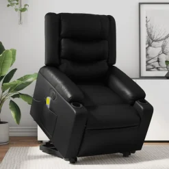 vidaXL Sta-op-massagestoel elektrisch kunstleer zwart