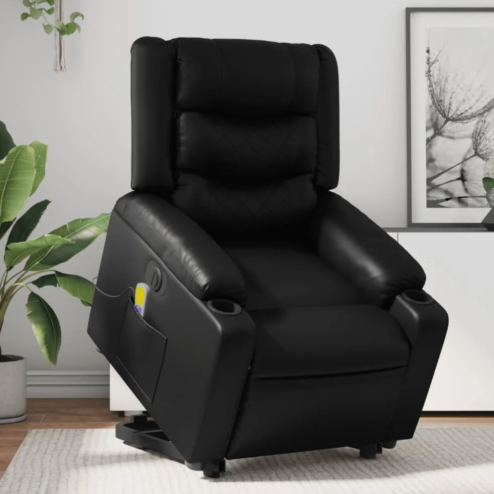 vidaXL Sta-op-massagestoel elektrisch kunstleer zwart