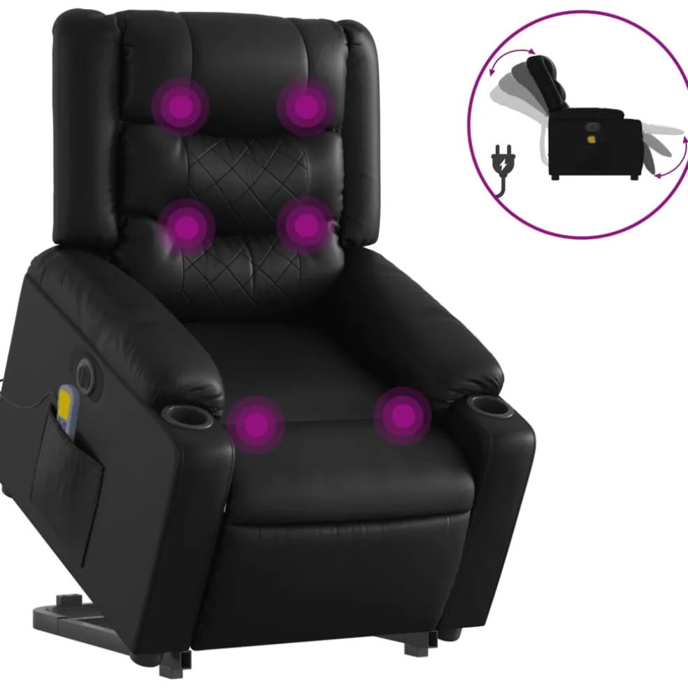 vidaXL Sta-op-massagestoel elektrisch kunstleer zwart