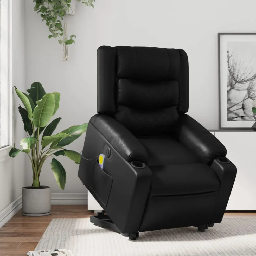vidaXL Sta-op-massagestoel elektrisch kunstleer zwart