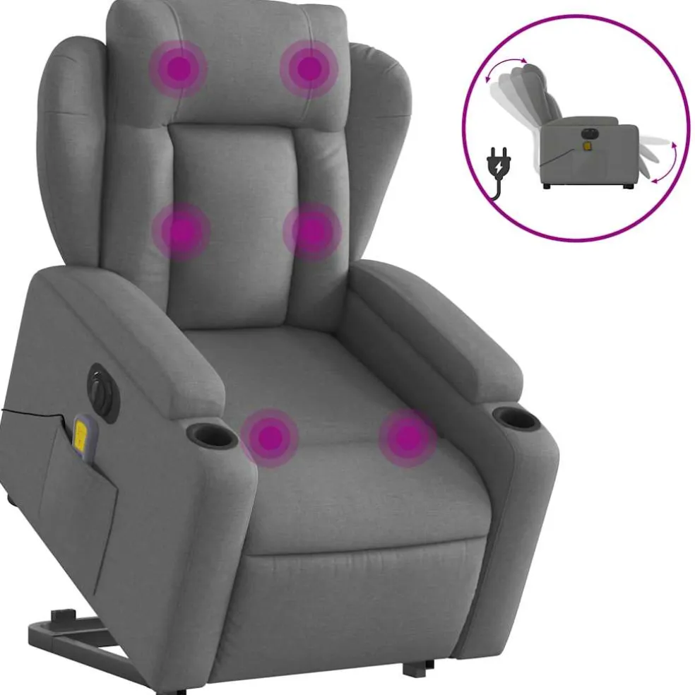 vidaXL Sta-op-massagestoel elektrisch verstelbaar stof donkergrijs