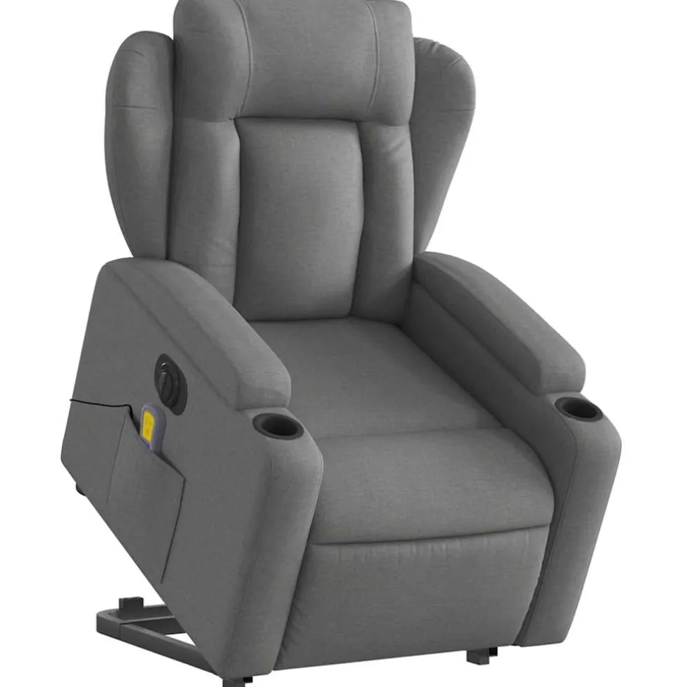 vidaXL Sta-op-massagestoel elektrisch verstelbaar stof donkergrijs