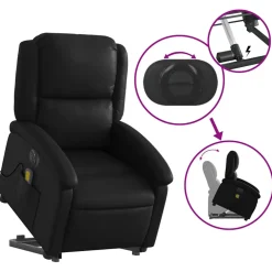 vidaXL Sta-op-massagestoel elektrisch kunstleer zwart