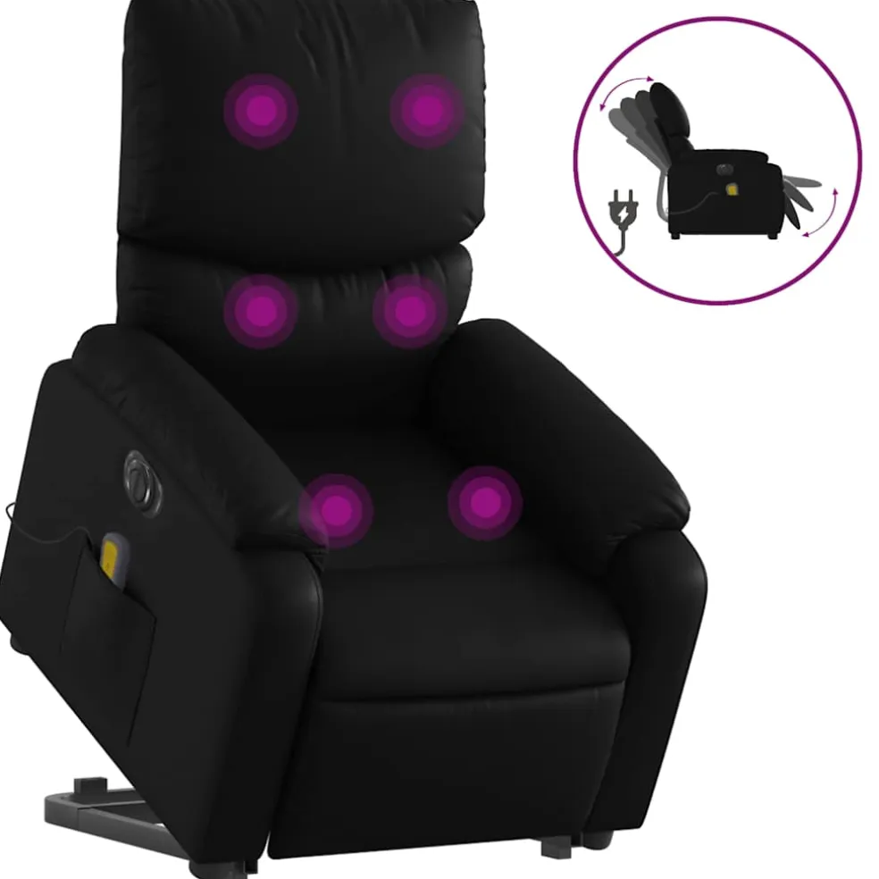 vidaXL Sta-op-massagestoel elektrisch kunstleer zwart
