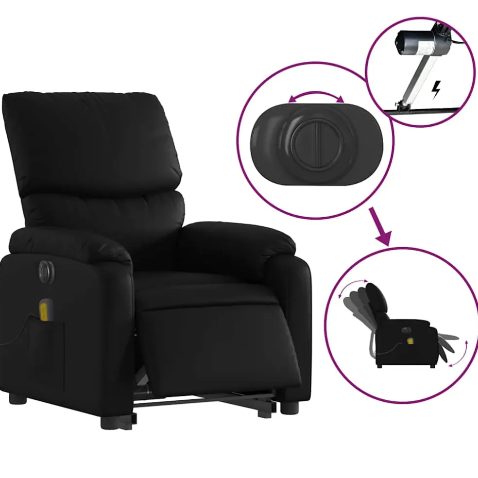 vidaXL Sta-op-massagestoel elektrisch kunstleer zwart