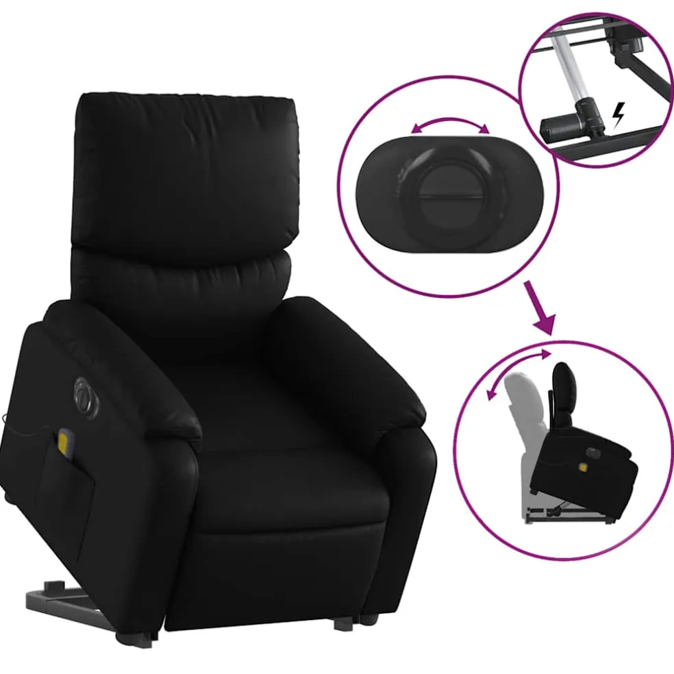 vidaXL Sta-op-massagestoel elektrisch kunstleer zwart