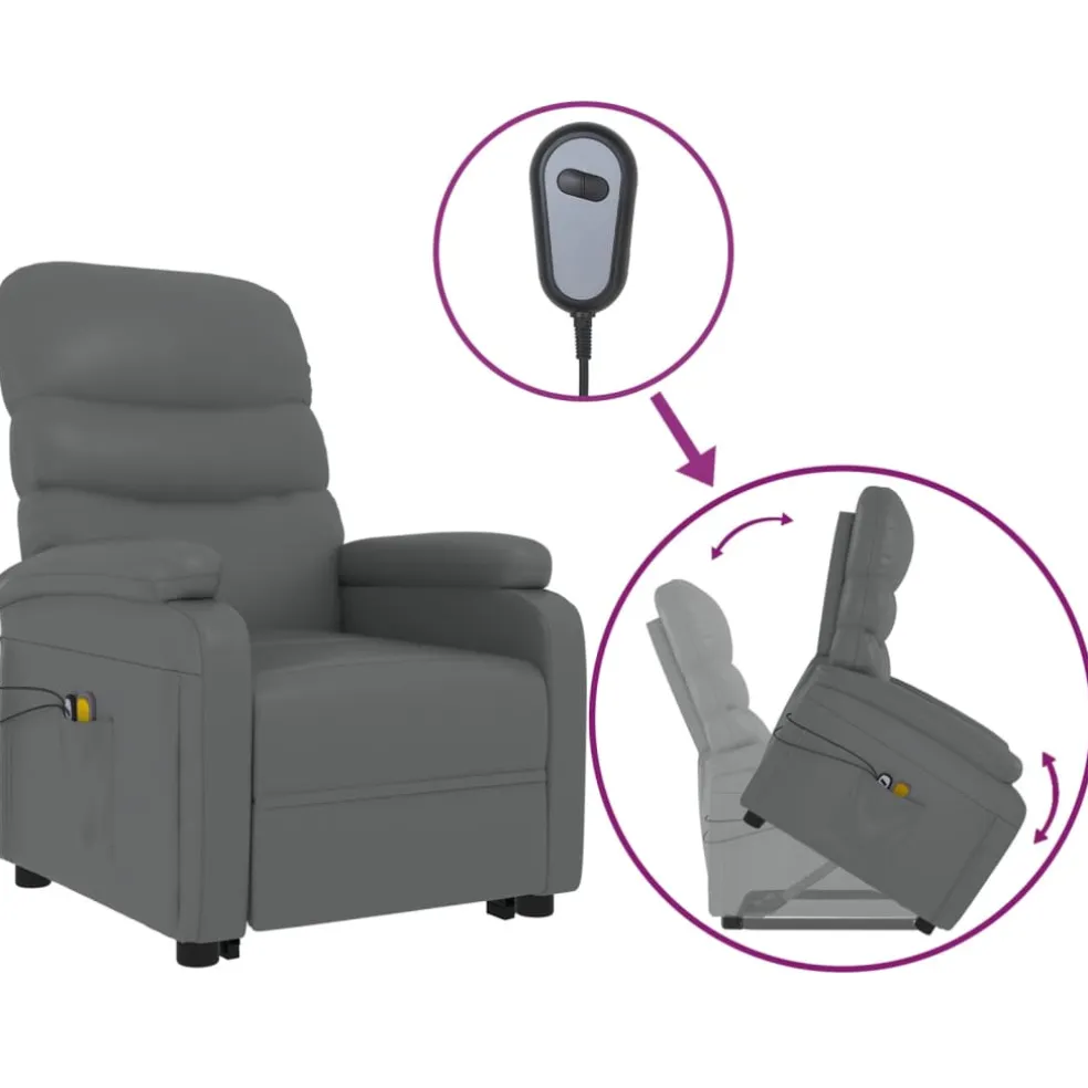 vidaXL Sta-op-massagestoel kunstleer antracietkleurig