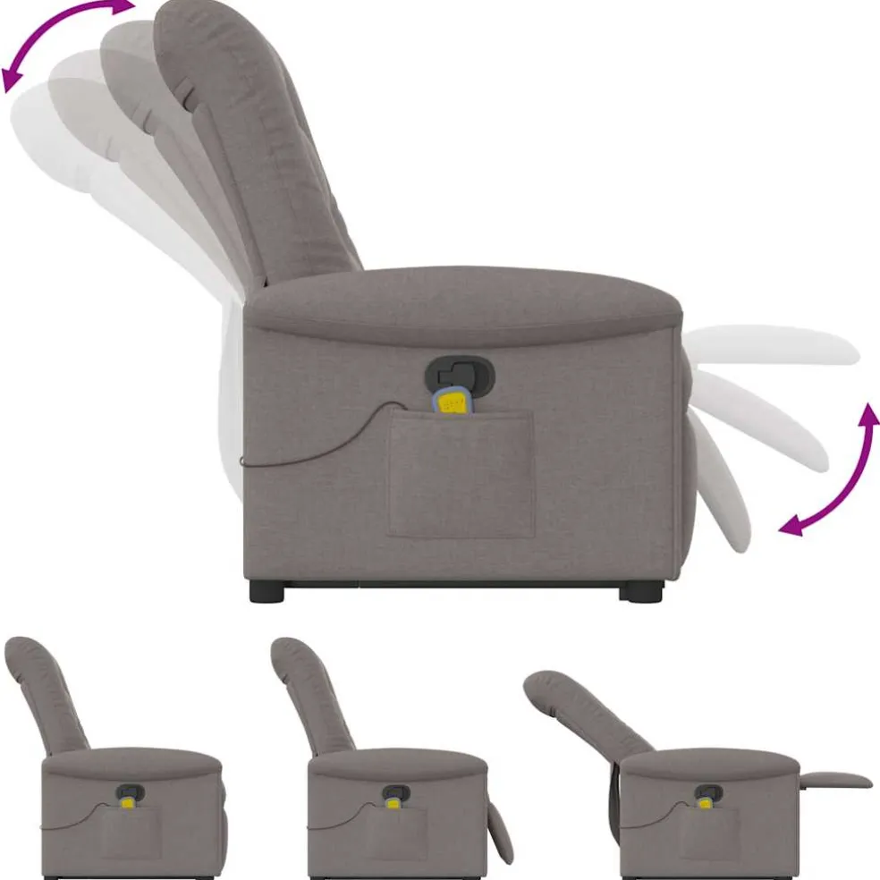 vidaXL Sta-op-massagestoel verstelbaar stof taupe
