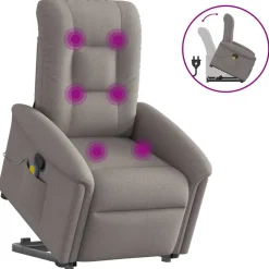 vidaXL Sta-op-massagestoel verstelbaar stof taupe