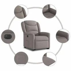 vidaXL Sta-op-stoel elektrisch verstelbaar stof taupe
