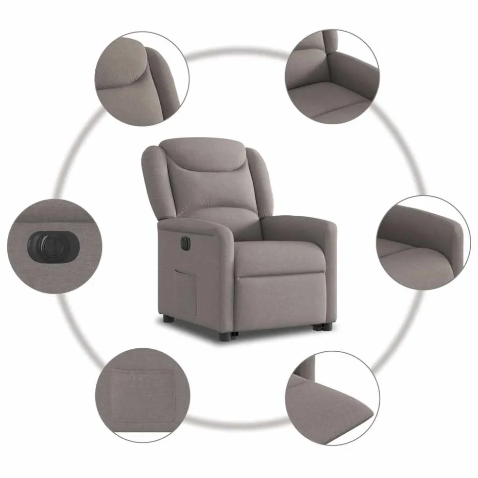 vidaXL Sta-op-stoel elektrisch verstelbaar stof taupe