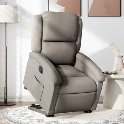 vidaXL Sta-op-stoel elektrisch verstelbaar stof taupe
