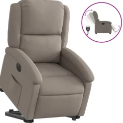 vidaXL Sta-op-stoel elektrisch verstelbaar stof taupe
