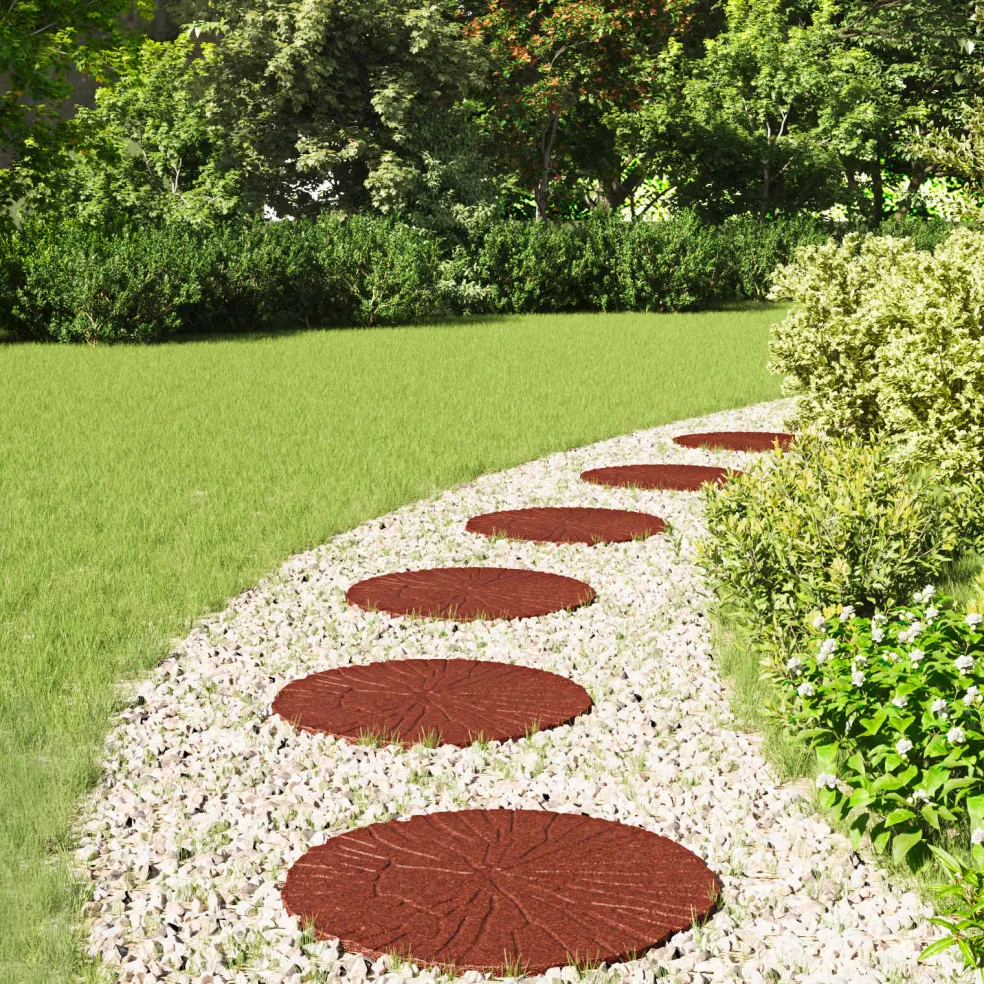 vidaXL Stapsteen 6 st Rood Ø 45 x 1,8 cm Rubber